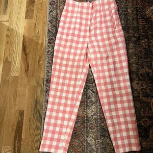 Zara high waist pink checkered pant